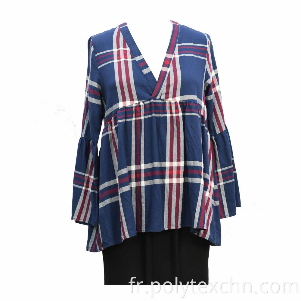 Blue Multi Checks Long Sleeves Top